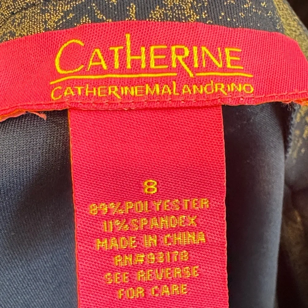 Catherine Malandrino navy blue and gold metallic pencil skirt Size 8